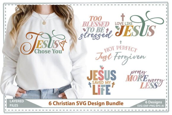 6 Christian SVG Design Bundle for Graphics & T-Shirt Designs